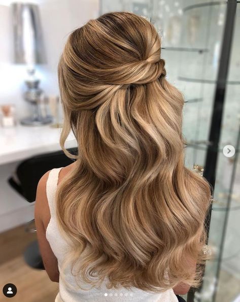 Lush Hair Extensions, Bridesmaid Hair Inspo, Bridal Hair Half Up, Bridal Hair Down, Wedding Hair Half, Bridesmaid Hair Makeup, Long Hair Wedding Styles, Wedding Hair Inspiration, Bridal Hair And Makeup