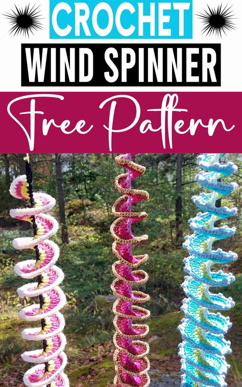 Wind Spinner Wind Spinner Crochet Pattern Free, Crochet Windspinner Free Pattern, Wind Spinners Haken, Crocheted Wind Spinners Free Pattern, Crochet Wind Chimes, Crochet Wind Spinners Free Pattern, Crochet Wind Spinners Diy How To Make, Windspinner Crochet, Wind Spinners Crochet