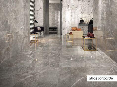 Grey Marble Floor, Gray Porcelain Tile, Atlas Concorde, Indoor Tile, Marble Tile Floor, Marble Flooring, Grey Tiles, Marble Look Tile, Exterior Stone