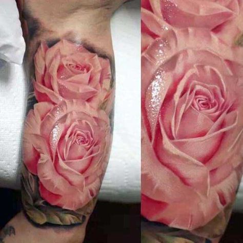 Realistic Flower Tattoo, Realistic Rose Tattoo, Pink Rose Tattoos, Hyper Realistic Tattoo, Skeleton Hand Tattoos, Tattoo Rose, Skeleton Hand Tattoo, Rose Tattoo Design, Realistic Tattoo