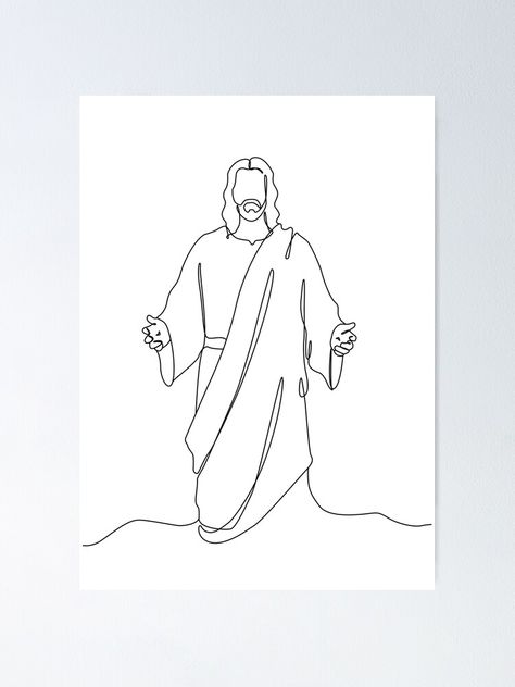 Cool Drawing Ideas Easy, Jesus Outline, Bible Project, Jesus Poster, Jesus Portrait, Jesus Wall Art, Minimalistic Art, Church Logo, Portrait Wall Art