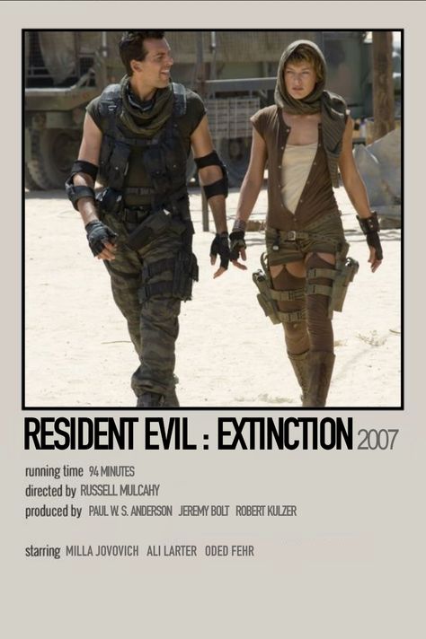 Resident Evil Movie Poster, Resident Evil Poster, Movie Poster Aesthetic, Extinction Movie, Quarantine Movie, Resident Evil Extinction, Resident Evil Movie, Dystopian Aesthetic, Spooky Movies