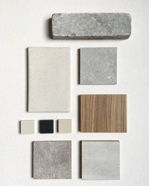 TAK Architecture / Design on Instagram: “Palette for Parsons Green house is coming together. Calm, minimal, and harmonious, yet chic. ⠀ A great selection of suppliers we work with:…” Minimal Interior Design Moodboard, Material Mood Board Architecture, Materials Palette Interior Design, Minimalism Moodboard Interior, Minimal Interior Moodboard, Architecture Material Palette, Exterior Material Palette, Interior Design Materials Board, Material Moodboard Architecture