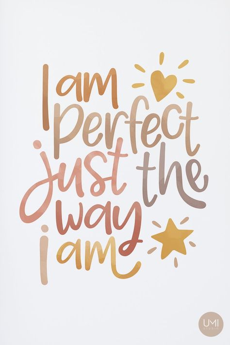 Positive Frame Wall Art, Room Decor Pictures To Print, Positive Quotes For Room Decor, Text Art Print, I Am Perfect The Way I Am, Positive I Am Affirmations, Printable Posters Wall Art Bedroom, Nursery Room Wall Art, Nursery Poster Ideas