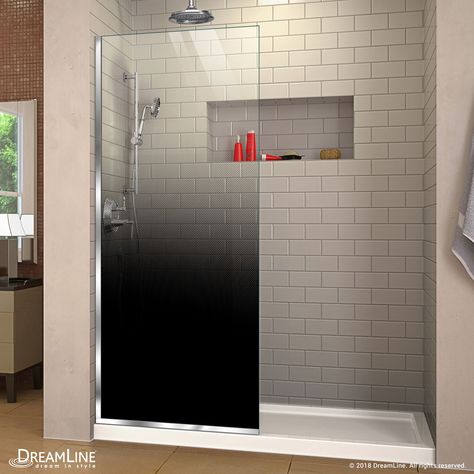 The #DreamLine Linea Ombre is a single panel, walk-in #shower screen, with a #unique patented bold gradient #design, adding sophistication and extravagance to your #bathroom space. Specialized PixelGlaze #technology used to create the pattern is highly durable and nearly maintenance-free. Frameless Shower Screen, Chrome Shower Door, Black Shower Doors, Walk In Shower Designs, Frameless Shower Doors, Casa Container, Bathroom Remodel Shower, Black Shower, Frameless Shower