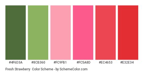 Color scheme palette image Hot Pink And Green Color Palette, Pink Red Green Color Palette, Strawberry Shortcake Color Palette, Green And Pink Color Scheme, Strawberry Color Palette, Green And Pink Palette, Berry Color Palette, Pink And Green Color Palette, Baker Miller Pink