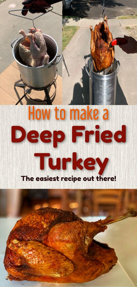 How to Deep Fry a Turkey Best Way To Deep Fry A Turkey, Smoked Deep Fried Turkey, Turkey Brine Before Deep Frying, Deep Frying Turkey Recipes, How Long To Fry A Turkey, Dry Brine Turkey For Frying, Turkey Frying Recipes, Best Fried Turkey Recipe Thanksgiving, Deep Fried Turkey Breast Recipes