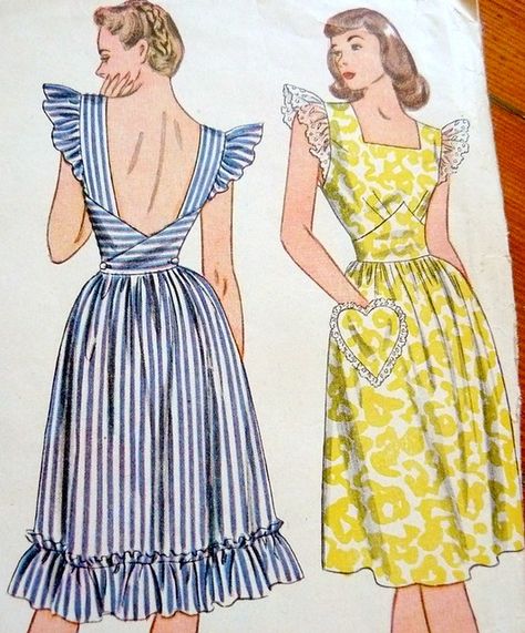 Make your own Pinafore! Or let us do all the work! www.revivallclothing.com    Vintage sewing pattern: pinafore dress 1940s | Blogged here.… | vintagemode | Flickr Vintage Pinafore, Summer Dresses Diy, Simplicity Patterns Dresses, Summer Dress Patterns, Trendy Sewing, Vintage Dress Patterns, 1940s Dresses, Retro Mode, Couture Vintage