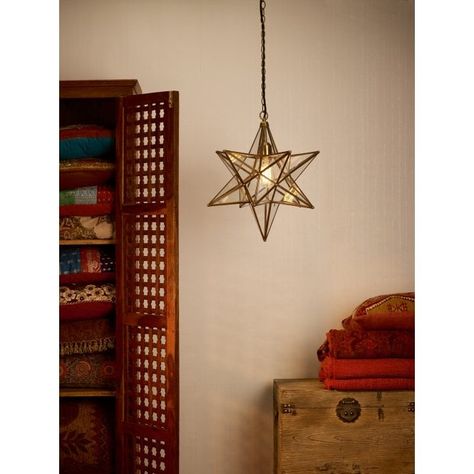 Size: Height 36cm min - 115cm max     Diameter: 30cm Wattage: 1 x 40w golf ball or LED equivalent Socket: SES/E14 screw type Star Pendant Lighting, Star Lights On Ceiling, Hall Ideas, Star Ceiling, Pendant Shade, Ceiling Shades, Brass Fixtures, Dar Lighting, Light Ceiling