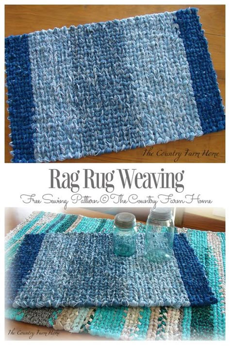 DIY Recycled Denim Jean Rag Rug Free Sewing Tutorials | Fabric Art DIY Rag Placemats Diy, Rectangle Rag Rug Diy, No Sew Denim Rug, Jean Rugs Diy How To Make, Braided Denim Rug How To Make, Denim Rug Diy Old Jeans, Diy Rug Tutorial, Rugs Homemade, Jean Rug