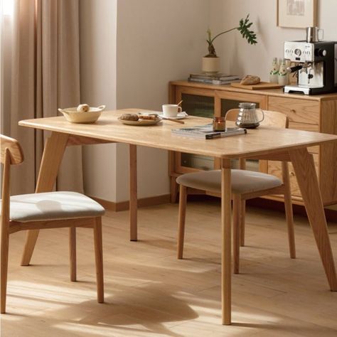 A sturdy/beautiful solid wood dining table is wide enough, and the unique leg design of the 85cm widened desktop is more light and smart. Made of North American FAS-grade oak, it is strong and durable, giving you a good companion for zui. Color Dining Table, Dining Table Rectangular, Solid Wood Dining Table, Rectangular Dining Table, Leg Design, Wood Dining Table, Wood Color, Small Apartments, Wood Colors