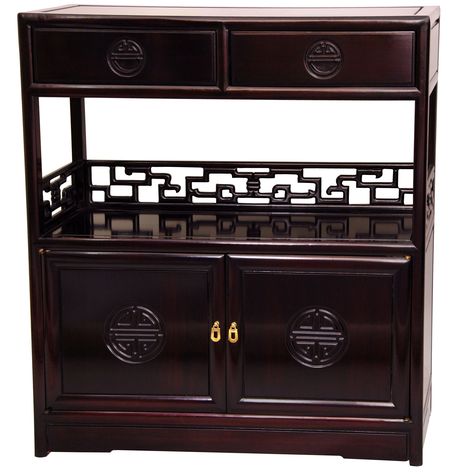 Oriental Furniture Rosewood Long Life Display Cabinet - Rosewood Rosewood Furniture, Handmade Cabinets, Tea Display, Chinese Cabinet, Tea Cabinet, Accent Chests And Cabinets, Chinese Furniture, Wood End Tables, Accent Doors