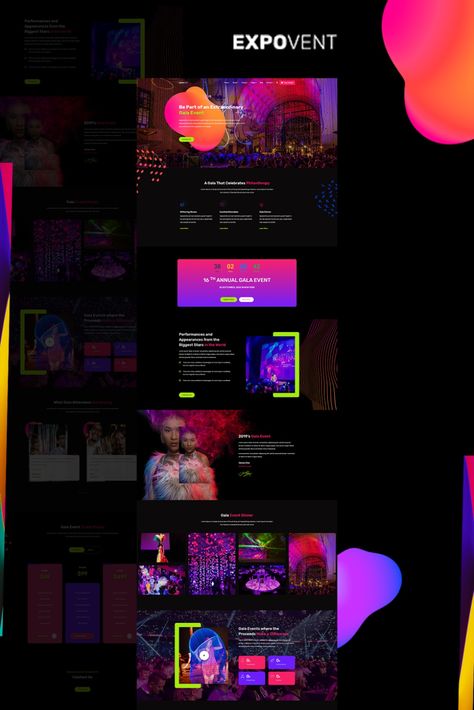 Event Presentation Design, Concert Website Design, Party Website, Neon Website Design, Tech Event Design, Dating Website Design, Event Page Design, Festival Website Design, Neon Website