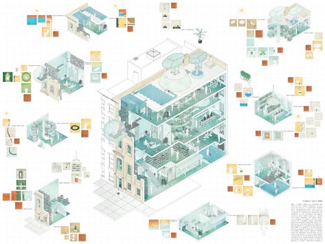 metamorfosis cromática — Climatic Oasis #464 Fabian Franciszkiewicz “2041-... Desert Vegetation, Poster Architecture, Axonometric Drawing, Architecture Portfolio Design, Isometric Drawing, Architecture Presentation Board, Architecture Collage, Concept Diagram, Architecture Graphics