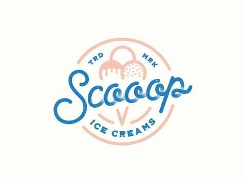 Scooop Ice Cream Logo by Beast Design Co. Ice Cream Shop Logo Design, Ice Cream Shop Logo, Beast Design, Ice Logo, Organic Ice Cream, Ice Cream Logo, Sweet Logo, Ice Cream Companies, Ice Cream Brands