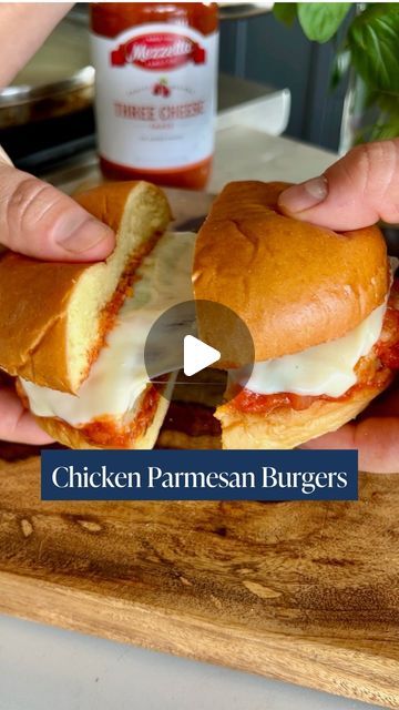 Mezzetta on Instagram: "Craving a burger but also want Chicken Parm? 🍔🍝 Chef Andrew’s Chicken Parm Burger is the perfect recipe to spice up a weeknight dinner! You’re going to want to save this recipe!

Yield: 4 servings

Prep Time: 10 minutes

Total Time: 30 minutes

INGREDIENTS

1 lb ground chicken

¼ cup seasoned Italian breadcrumbs

3 garlic cloves, minced

½ cup grated parmesan cheese

Salt and pepper, to taste

2 tablespoons olive oil

1 ½ cups of your favorite Mezzetta® Family Recipes Pasta Sauce

4 slices mozzarella cheese

8 fresh basil leaves

4 hamburger buns, toasted

INSTRUCTIONS

1. In a large bowl, add the ground chicken, breadcrumbs, garlic, parmesan cheese and salt and pepper to taste. Mix to combine and divide the mixture into 4 equal patties

2. Heat the olive oil in a Chicken Breadcrumbs, Chicken Parm Burger, Ground Chicken Burgers, Yummy Sandwiches, Chicken Burgers Recipe, Italian Breadcrumbs, Chicken Parm, Hamburger Buns, Three Cheese