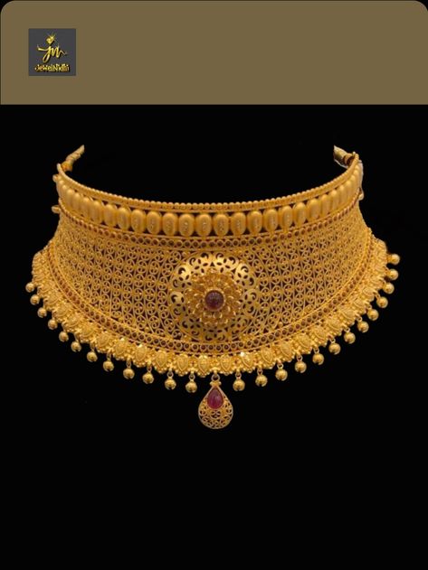 Gold Necklace Indian Bridal Jewelry Choker, Ranihar Design Gold, Haar Design In Gold, Chokar Design Jewelry In Gold, Choker Necklace Indian Gold, Gold Choker Design, Gold Choker Necklace Indian Bridal, Latest Gold Choker Necklace Designs, Gold Chockers