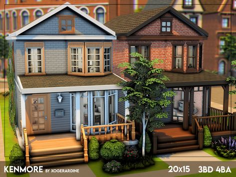 The Sims 4 Townhouse, Sims4 Builds, Ts4 Builds, The Sims 4 Lots, San Myshuno, Sims Houses, Sims Builds, Sims 4 House Plans, Sims 4 House Building