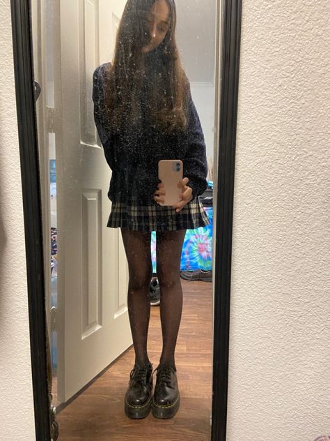 Pleated Skirt And Doc Martens Outfit, Platform Doc Martens Outfit Skirt, Low Doc Martens Outfit Aesthetic, Platform Doc Shoes Outfit, Doc Quad Outfit, Low Rise Platform Docs Outfits, Doc Martens 4061 Outfit, Doc Marten 8053 Platform Outfits, Quad Doc Martens Outfit