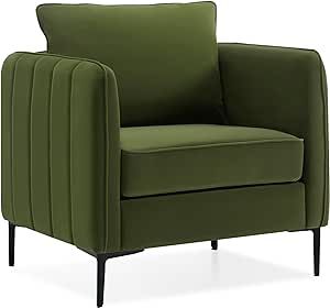 Chairs For Living Room Modern, Green Accent Chairs, Green Accent Chair, Green Velvet Armchair, Green Chairs, Chair Comfy, Mid Century Modern Accent Chairs, Single Arm Chair, Comfy Armchair