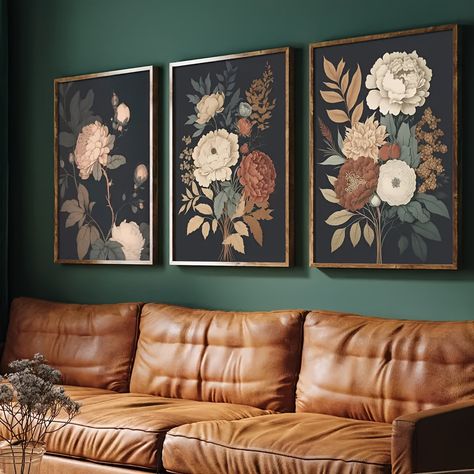 Faster shipping. Better service Hallway Wall Art, Flower Canvas Wall Art, Floral Wall Art Canvases, Dark Flowers, Mural Floral, Chic Bedroom, Poster Retro, Elegant Home Decor, Flower Canvas