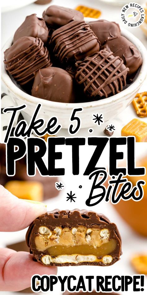 Pretzels Peanut Butter And Chocolate, Pretzel Buckeyes Recipe, Reese’s Take 5, Pretzel Carmel Turtles, Recipe Using Pretzels, Carmel Pretzel Chocolate Bites, Peanut Butter Cookie Cups With Pretzels, Pretzels Caramel And Chocolate, Chocolate Covered Peanut Butter Pretzels