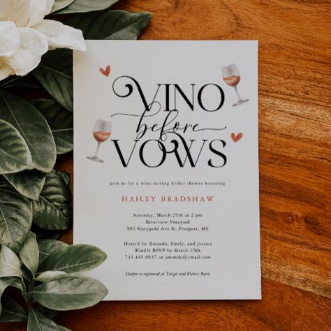 Vino Before Vows Bridal Shower Invitation #zazzle #weddinginvitations #birthdayinvitations #babyshowerinvitations #zazzleinvitations #monogram #businesscards #graduation #homedecor Vino Before Vows Bridal Shower Ideas, Winery Bridal Shower Ideas, Wine Themed Bridal Shower Ideas, Bridal Shower Winery, Wine Wedding Shower, Winery Party, Winery Wedding Invitations, Vino Before Vows, Bridal Shower Wine Theme