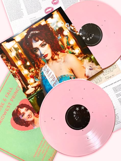 chappell roan's 'the rise & fall of a midwest princess' urban outfitters exclusive opaque pink vinyl.   photographed by libertyw__on twitter. Rise And Fall Of A Midwest Princess Vinyl, Must Have Vinyl Records, Custom Vinyl Cover, Chappell Roan Vinyl, The Rise And Fall Of A Midwest Princess, Vinyl Disc Aesthetic, Vinyle Aesthetic, Vinyl Disk Aesthetic, Vinyls Aesthetic