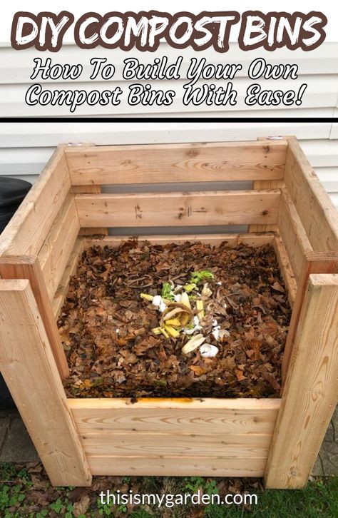 See how to easily build your own compost bin to make loads of black gold for your plants! Nothing can help build soil and supply nutrients to plants like compost. #diycompostbins #compostbins Simple Diy Compost Bin, Wood Compost Bin Diy, Wooden Compost Bin Diy, Diy Outdoor Compost, Make A Compost Bin Diy, Compost Bay Design, Compost Bin Ideas Outdoors, Build A Compost Bin Easy Diy, Home Composting Bin Diy