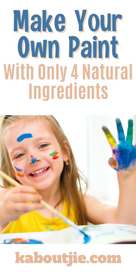 Making your own paint with your kids is fun, plus it only takes 4 natural ingredients, making it a safe and non-toxic option for painting fun Homemade Paint Recipe, Make Your Own Paint, Making Paint, Paint For Kids, Paint Guide, Natural Paint, Homemade Paint, Homemade Art, Painting Activities