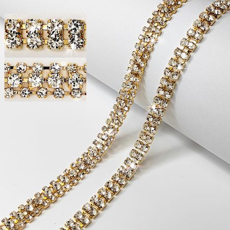 PRICES MAY VARY. 【Size】All Length-8Yd/288in; Total width-0.28in/7mm. 【Firm Claw Inlay】The rhinestone trim chain is made of multi-faceted crystal rhinestone and silver base,which is Sparkly,Eye catching,Sturdy,Durable. 【Various Applications】Beautiful rhinestone strips ideal fordecorating bottle, cellphone case, shoes, headband, hairpin, photo frame, various holiday decoration, wedding party, bridal veil, costumes, garments, cake decoration, candles, vases, and so on. 【Easy To Use】You can use a gl Decoration Candles, Ribbon Diy, Rhinestone Crafts, Sparkly Eyes, Cellphone Case, Rhinestone Appliques, Rhinestone Trim, Diy Decoration, Decoration Wedding