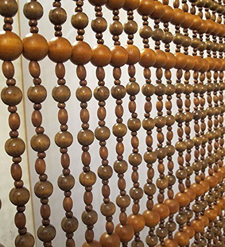 Wood Bead Curtain, Groovy Interiors, Collage Bedroom, Installation Ideas, Curtain Room Divider, Bedroom Seating Area, Bead Curtain, Brown Curtains, Beaded Curtain