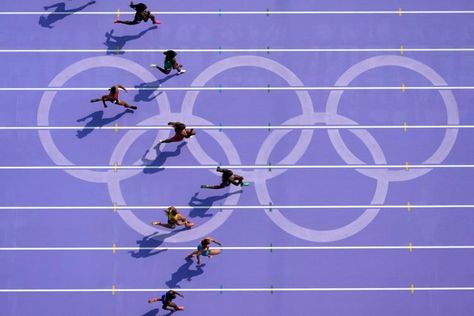 Sha'carri Richardson, right, of the United States, runs in women's 100-meter heat at the 2024 Summer Olympics, Friday, Aug. 2, 2024, in Saint-Denis, France. Sha Carri Richardson, 2024 Summer Olympics, Olympics 2024, Paris Summer, Paris Olympics, Saint Denis, Summer Olympics, Olympic Games, Secret Santa