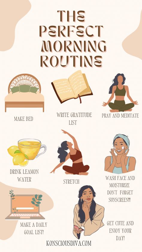 Womens Morning Routine, Yoga In Morning, How To Be Healthy Daily Routines, Morning Routine Holistic, Bullet Journal Morning Routine, Beach Hacks Tips And Tricks, Morning Routine Bullet Journal, The Perfect Morning Routine, Perfect Morning Routine