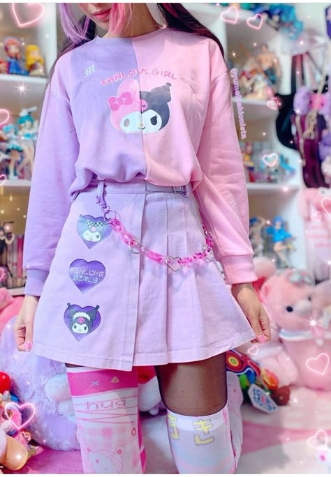 Gamer Aesthetic Outfit, Hyperpop Style, Mymelody And Kuromi, Yami Kawaii Outfit, Plus Size Kawaii Fashion, Kuromi Outfit, Sanrio Outfits, Kawaii Outfit Ideas, Kawaii Outfits