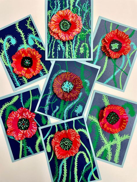 Veteran’s Day Poppies | Ms. Amsler's Artroom Memorial Day Poppy Craft, Veterans Day Art Projects For Kids, Poppy Art For Kids, Anzac Day Art, Anzac Wreaths, Anzac Day Craft, Veterans Day Art Projects, Anzac Day Activities, Anzac Art