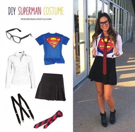 Supergirl Costume Diy, Superwoman Costume, Diy Superhero Costume, Superman Costume, Clark Kent Superman, Supergirl Costume, Superman Costumes, Diy Kostüm, Fest Outfits