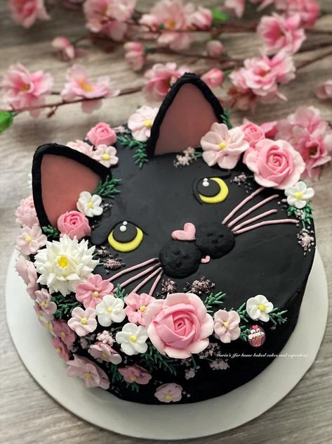 Cat Cake tutorial inspired by AI image - CakesDecor How To Make A Cat Cake Birthdays, Cat Cake For Girls Birthday, Grey Cat Cake, Cat Cake Tutorial, Cat Party Cake, Cake Designs Cat, Kitty Cat Cakes For Kids, 3d Cat Cake, Cat Cookie Cake