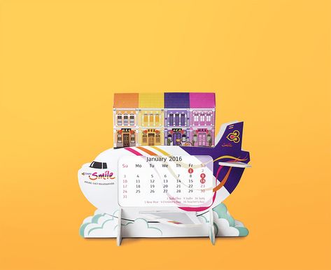 Thai Smile Airways came together in a collaboration with the Postcardcube to create The Thai Smile Journey Calendar 2016. Calendar Creative Design, Calendar Creative, Desk Calendar Design, Creative Calendar, 달력 디자인, New Year Calendar, Packaging Template Design, Calendar Craft, Packaging Template