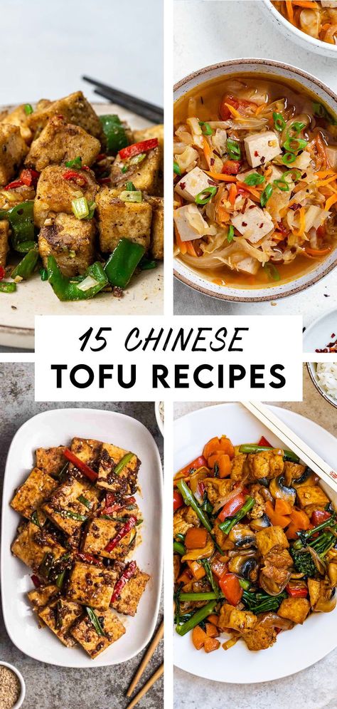 "Indulge in the delicious world of Chinese tofu with these 15 mouthwatering recipes! From classic dishes like Salt and Pepper Tofu and Hot and Sour Soup, to more adventurous options like General Tso's Tofu, this post has something for everyone. Discover the versatile nature of tofu and bring a touch of Asian flair to your kitchen with these must-try dishes. #tofu #asiantofurecipes #chineserecipes #veganrecipes Chinese Style Tofu Recipes, Healthy Chinese Tofu Recipes, General Tsos Tofu Recipes, Tofu Dishes Healthy, Tofu Recipes Asian Dishes, Vegan Asian Tofu Recipes, Chicken And Tofu Recipes, Easy Asian Vegetarian Recipes, Recipes With Tofu Healthy