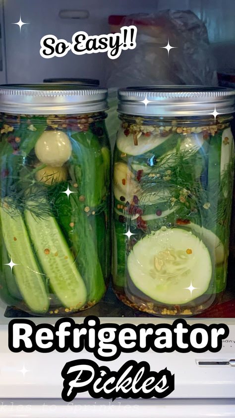 Refrigerator Pickles are so easy to make and require no canning. Learn how to make refrigerator pickles in this easy how to guide. The end results are delicious crispy pickles that are perfect for hamburgers, sandwiches, or just eating one by one. How To Make Refrigerator Pickles, Crispy Refrigerator Pickles, Dill Pickle Recipe Refrigerator, Pickel Recipe Easy, Fridge Pickles Easy, Crispy Pickles, Home Made Pickles, Winter Homesteading, Easy Refrigerator Pickles