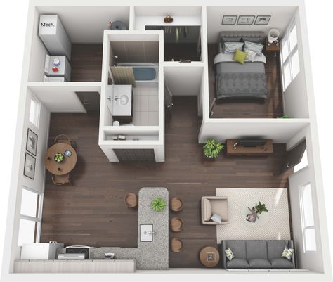 Ansley Forest Floor Plans | Studio, 1, 2, 3 Bedroom Atlanta Apartments House Design 3d, One Bedroom Apartments, Small Apartment Plans, House Floor Design, Sims 4 House Design, Small Apartment Design, Apartment Floor Plans, Sims House Plans, Tiny House Floor Plans