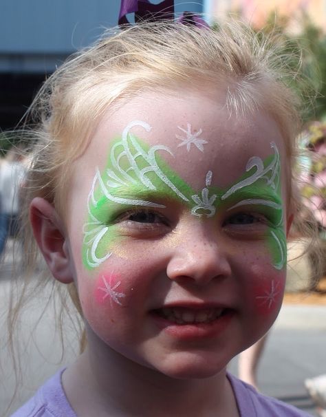 Tinkerbell face paint Tinker Bell Face Paint, Tinkerbell Face Paint, Face Paint Costume Ideas, Face Paint Costume, Fairy Face Paint, Fancy Dress Costumes Kids, Face Paint Ideas, Kids Makeup, Face Painting Designs