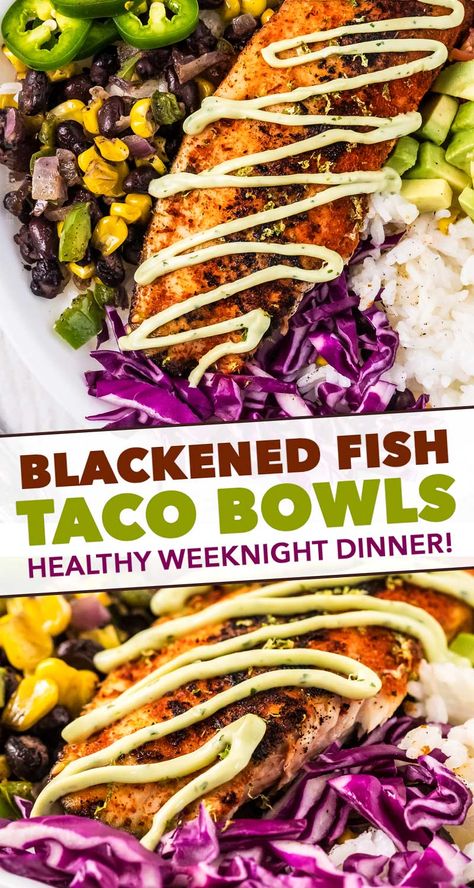 Sides For Blackened Fish, White Fish Tacos, Fish Taco Bowl, Corn And Black Bean Salsa, Healthy Fish Tacos, Corn And Black Bean, Blackened Fish Tacos, Blackened Fish, The Chunky Chef