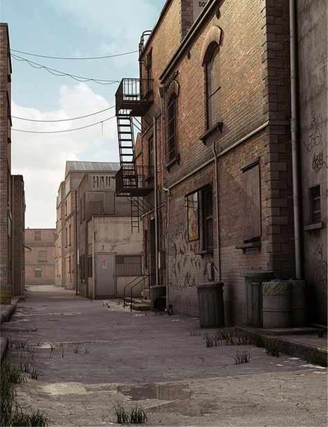 Maya Modeling, Industrial Architecture, Fire Escape, Daz Studio, Daz 3d, Scene Design, Urban Setting, Urban City, Environment Design