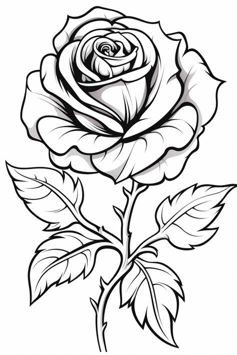 Coloring Pages Tattoo Art, Rose Colouring Pages, Roses Sketch Drawing, Painting Outlines Free Printable, Rose Coloring Pages Free Printable, Free Printable Flower Coloring Pages, Coloring Books For Adults Free Printable, Pretty Drawings Of Flowers, Colouring Pages Flowers