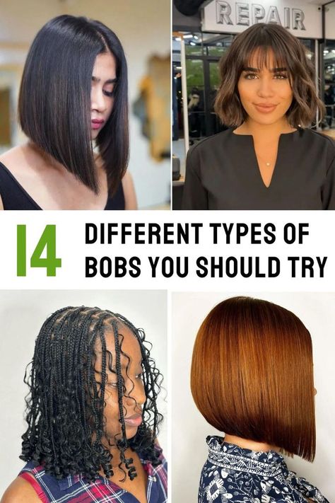 Different Types Of Bobs, Types Of Bobs, Trendy Bob Haircuts, Curtain Bangs Hairstyles, Face Shape Hair, Modern Bob, Trendy Bob, Girls Short Haircuts, Long To Short Hair