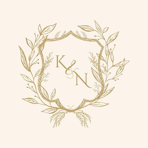 Kn Logo, Baroque Style Wedding, Initials Logo Letters, Wedding Initials Logo, Initials Logo Design, Wedding Logo Monogram, Wedding Logo Design, Wedding Crest, Abstract Wallpaper Backgrounds