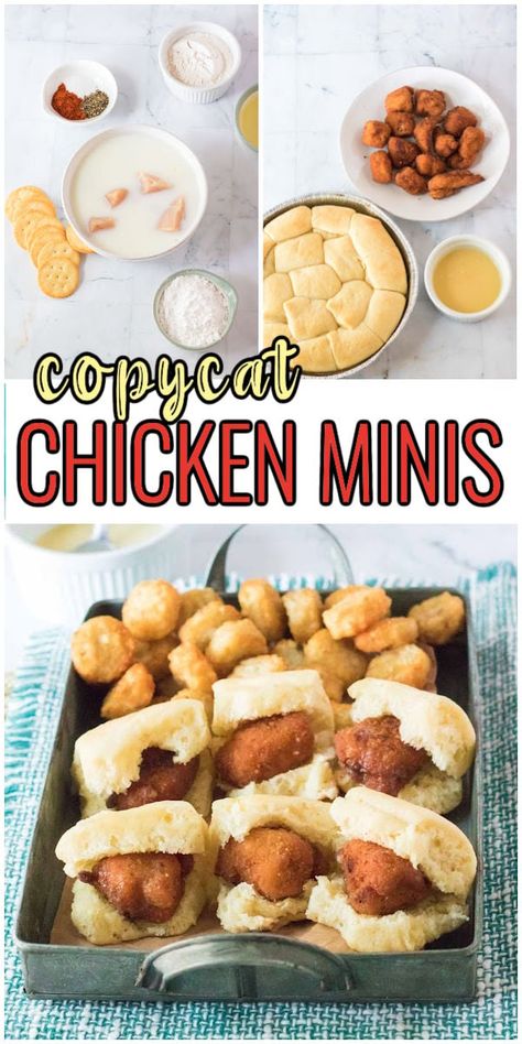 How To Make Chicken Minis, Chickfila Minis Copycat, Copycat Chik Fil A Chicken Minis, Diy Chicken Minis Chick Fil A, Chik Fil A Breakfast, Chic Fil A Recipes, Copycat Chick Fil A Chicken Minis, Chick Fil A Mini Biscuit Recipe, Chick Fil A Breakfast Minis