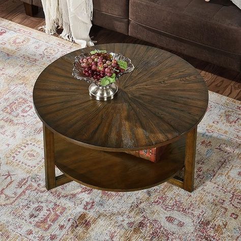 Amazon.com: VERDANTREE 33.5” Round Coffee Table with Storage Shelf, Solid Wood Living Room Table with Umbrella Shaped Top, Farmhouse Center Cocktail Table for Office, Easy Assembly, Vintage Brown KFZ3338NC : Home & Kitchen Wood Living Room Table, Round Coffee Table With Storage, Dnd Design, Table For Office, Wood Table Living Room, Gold Metal Table, Table With Umbrella, Wood Living Room, Globe Decor